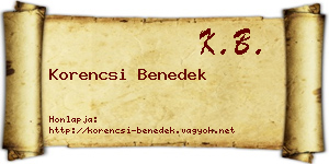 Korencsi Benedek névjegykártya