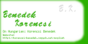 benedek korencsi business card